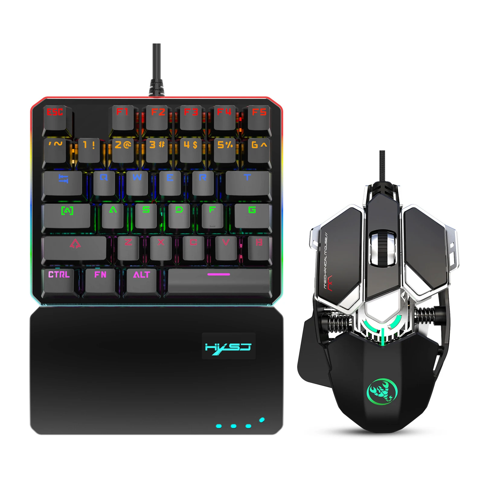 USB Wired Keyboard Mouse Set 35 Keys One-handed Gaming Keyboard + 9 Keys Macro Programming Mouse
USB Wired Keyboard Mouse Set 35 Keys One-handed Gaming Keyboard + 9 Keys Macro Programming Mouse