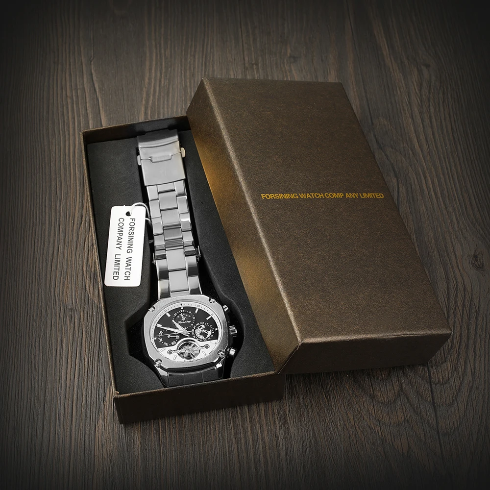 Forsining Men Automatic Tourbillion Wristwatches Fashion Business Moon Phase Multifunction Waterproof Mechanical Watch Male
Forsining Men Automatic Tourbillion Wristwatches Fashion Business Moon Phase Multifunction Waterproof Mechanical Watch Male