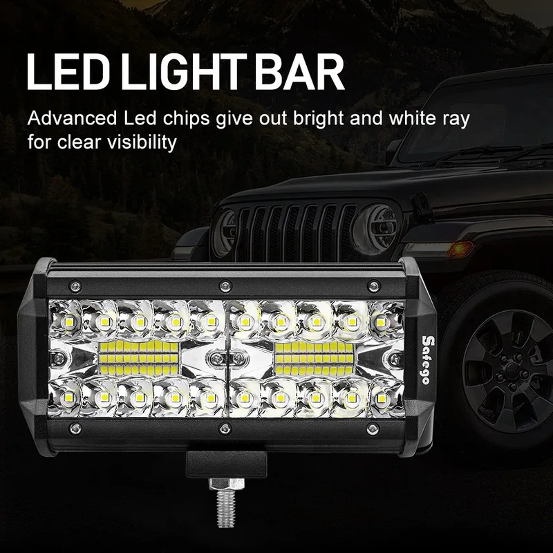 Safego 6.5Inch 120W LED Light Bar 3 Row Spot Beam LED Work Light Driving Light for Tractor Boat Offroad 4x4 ATV SUV Motorcycle
Safego 6.5Inch 120W LED Light Bar 3 Row Spot Beam LED Work Light Driving Light for Tractor Boat Offroad 4x4 ATV SUV Motorcycle