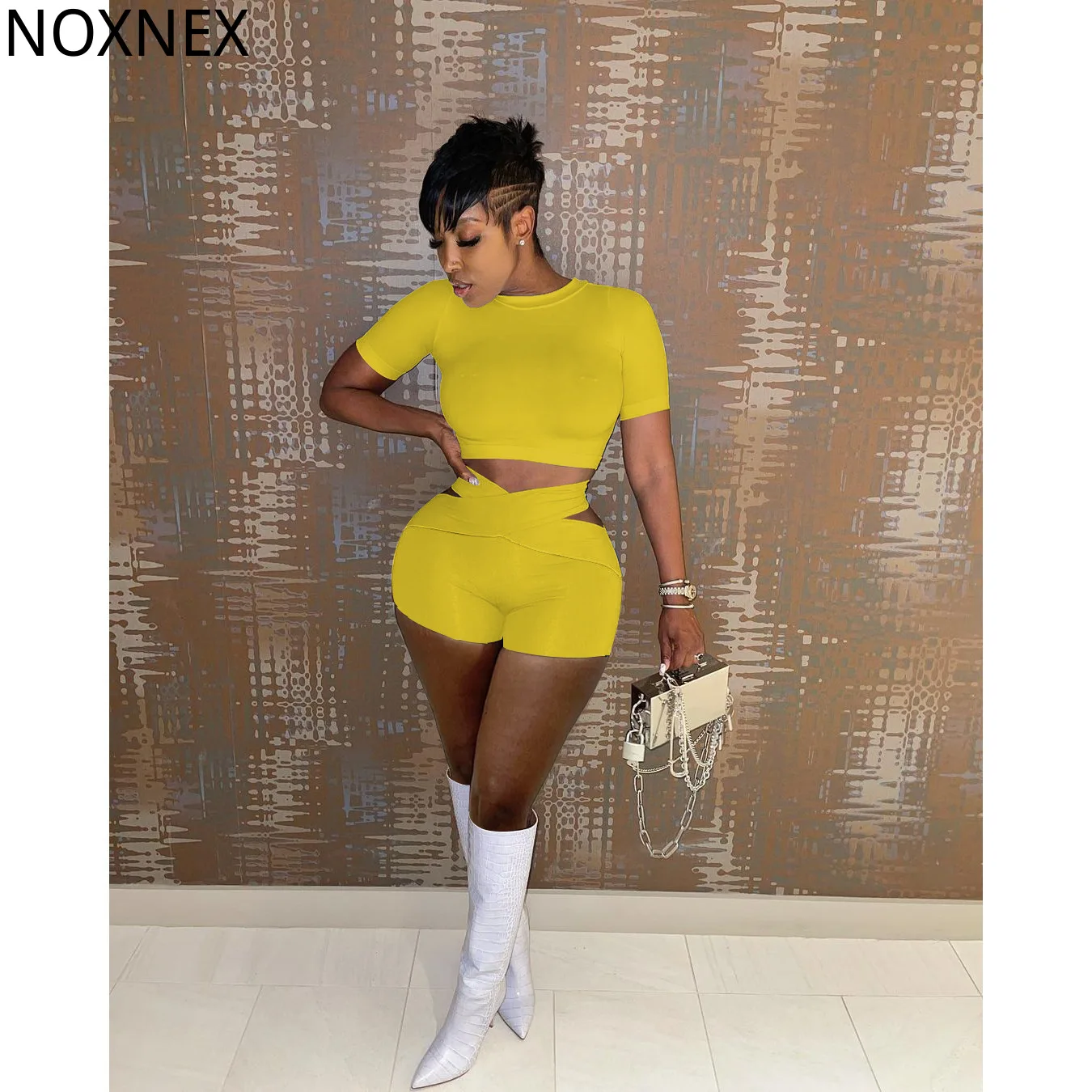 NOXNEX Women's Sexy Street Sports Short-sleeved Shorts Two-piece Suit Solid Color Show Waist Stretch Light Women
NOXNEX Women's Sexy Street Sports Short-sleeved Shorts Two-piece Suit Solid Color Show Waist Stretch Light Women