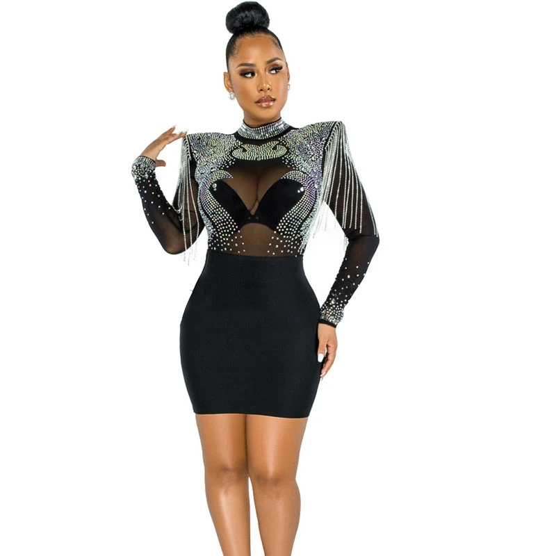 Стразы сверкающие элегантные вечерние платья для женщин 2021 модное подиумное прозрачное Сетчатое сексуальное Клубное облегающее платье ми... 
Стразы сверкающие элегантные вечерние платья для женщин 2021 модное подиумное прозрачное Сетчатое сексуальное Клубное облегающее платье ми...