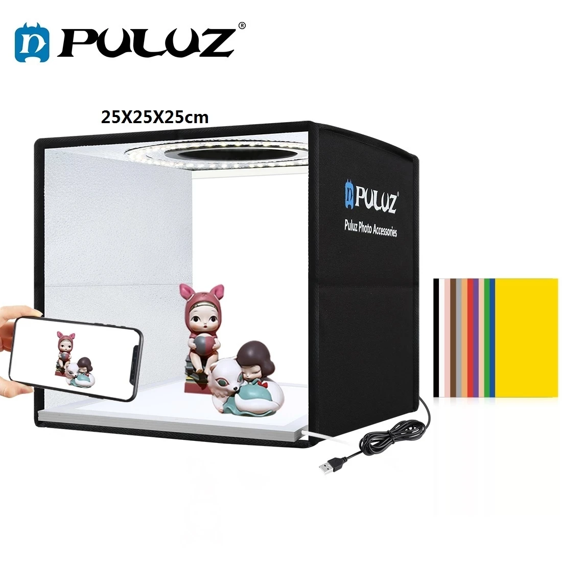 PULUZ 25cm 30cm Lightbox Folding Photo Studio Light Box Photography Lighting Shooting Tent Box kits&6 Background papers/12colors
PULUZ 25cm 30cm Lightbox Folding Photo Studio Light Box Photography Lighting Shooting Tent Box kits&6 Background papers/12colors