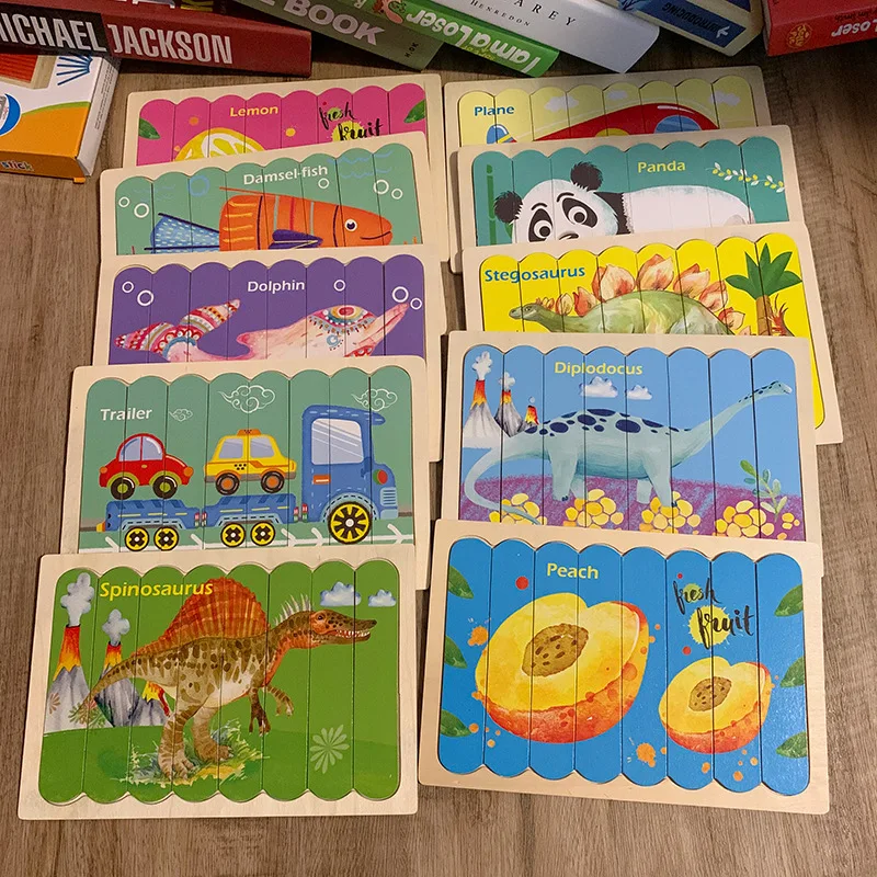 Double Sided Cartoon Animals Strip Puzzles Baby Toy Wooden Montessori Materials Educational Toys For Children Kids Learning Toys
Double Sided Cartoon Animals Strip Puzzles Baby Toy Wooden Montessori Materials Educational Toys For Children Kids Learning Toys