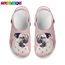 NOISYDESIGNS Sandals Hole Shoes Beach Sandals Home Slippers Pug Dogs Print Pink Blue Summer Men Women Clogs Casual Garden Shoes
