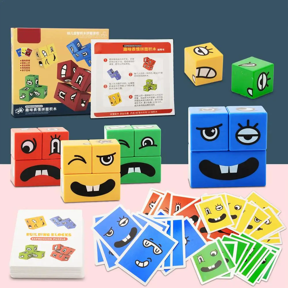 

Кубические настольные игры, развивающие игрушки, блоки для лица, кубик, строительный блок, головоломка, Интерактивная настольная игра, вызо...