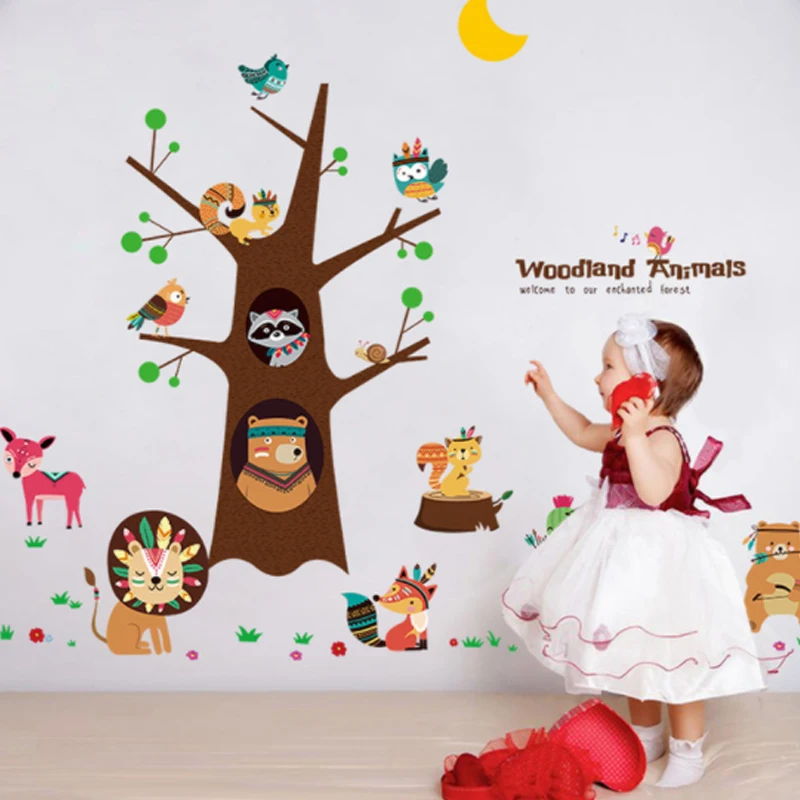 Indian Animals Tree Self-adhesive Wall Stickers for Kids room Nursery Baby room Home Decor Wall Decals Art Mural
Indian Animals Tree Self-adhesive Wall Stickers for Kids room Nursery Baby room Home Decor Wall Decals Art Mural