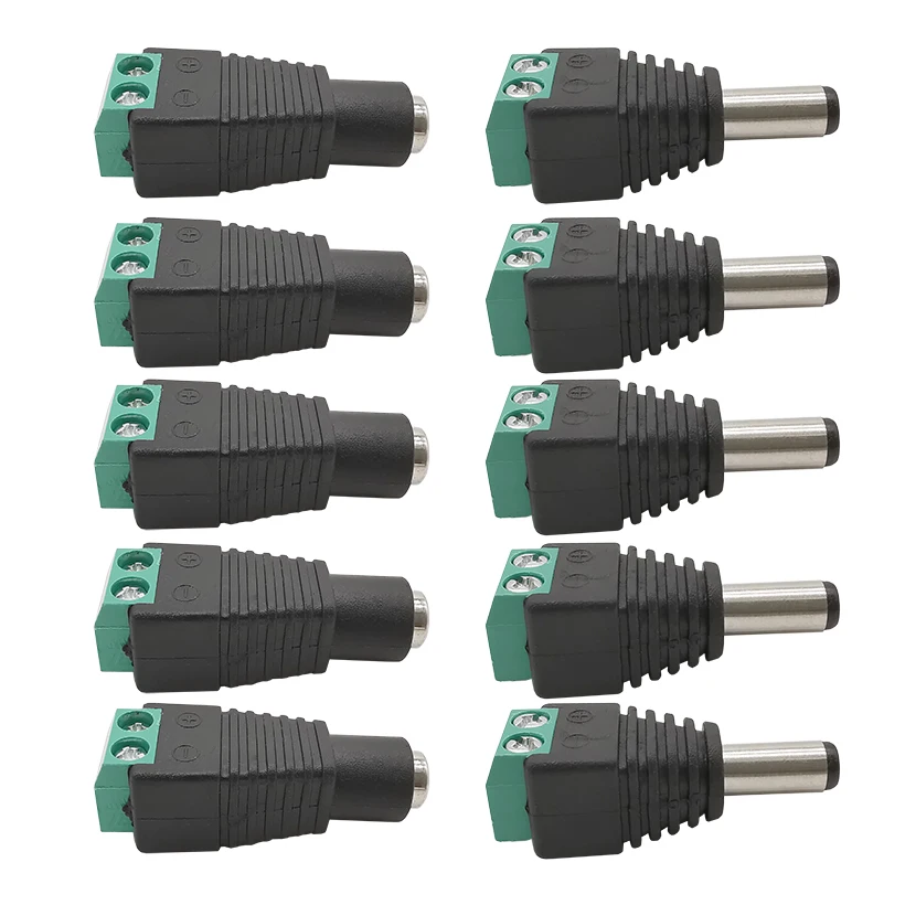 10Pcs/5Pair 5.5mm x 2.1mm DC Power Jack Plug Connector 2.1x5.5mm DC Plug Connector For LED Strip CCTV Camera
10Pcs/5Pair 5.5mm x 2.1mm DC Power Jack Plug Connector 2.1x5.5mm DC Plug Connector For LED Strip CCTV Camera