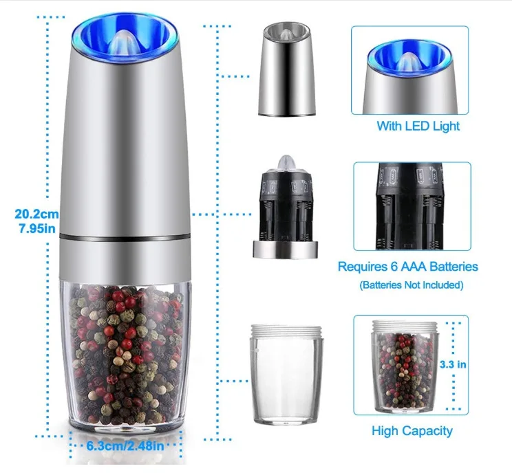 Electric pepper grinder Peugeot stainless steel spices cumin grinder fine food led lamp kitchen grinder Restaurant
Electric pepper grinder Peugeot stainless steel spices cumin grinder fine food led lamp kitchen grinder Restaurant