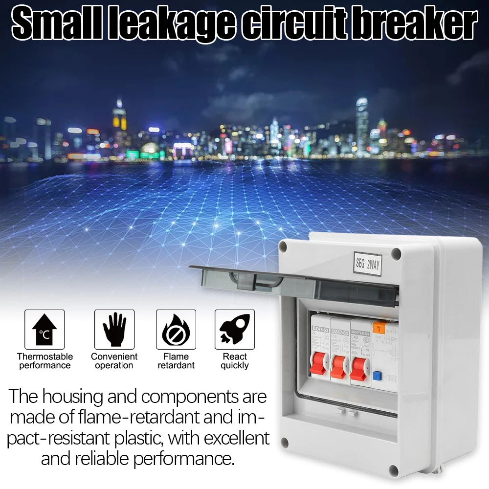 Circuit Breaker 2 Way Consumer Unit Mini Leakage Protection Circuit Breaker Fuse Board 40A 30mA RCD+2 MCB 6A+16A
Circuit Breaker 2 Way Consumer Unit Mini Leakage Protection Circuit Breaker Fuse Board 40A 30mA RCD+2 MCB 6A+16A