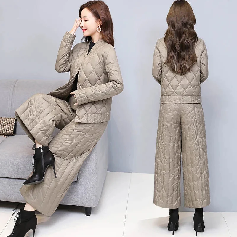 Single/Set Winter New Suit 2021Fashion Down Jacket Suit Women Casual Wide-Leg Pants Plus Velvet Padded Coat Two Piece Female Top
Single/Set Winter New Suit 2021Fashion Down Jacket Suit Women Casual Wide-Leg Pants Plus Velvet Padded Coat Two Piece Female Top