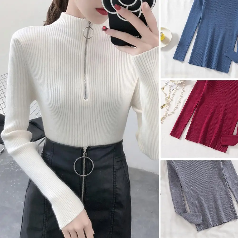 Half-high Collar Round Loop Zipper Sweater Top Casual Long-sleeved Slim-fit Knit Soft Pullover
Half-high Collar Round Loop Zipper Sweater Top Casual Long-sleeved Slim-fit Knit Soft Pullover
