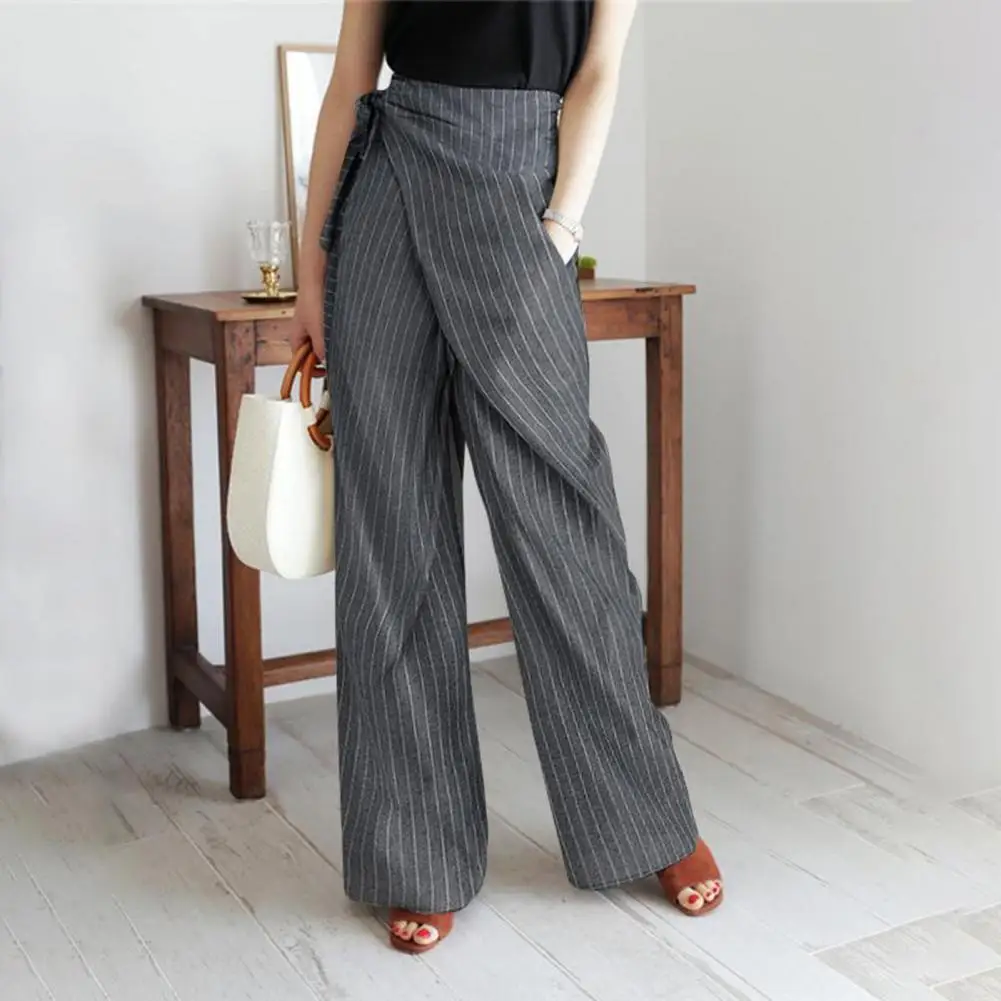 Women Pants Stripes Wide Leg Slacks Women High Waist two practical Pockets Bandage stripes waist bandage Trousers for Work 2021
Women Pants Stripes Wide Leg Slacks Women High Waist two practical Pockets Bandage stripes waist bandage Trousers for Work 2021