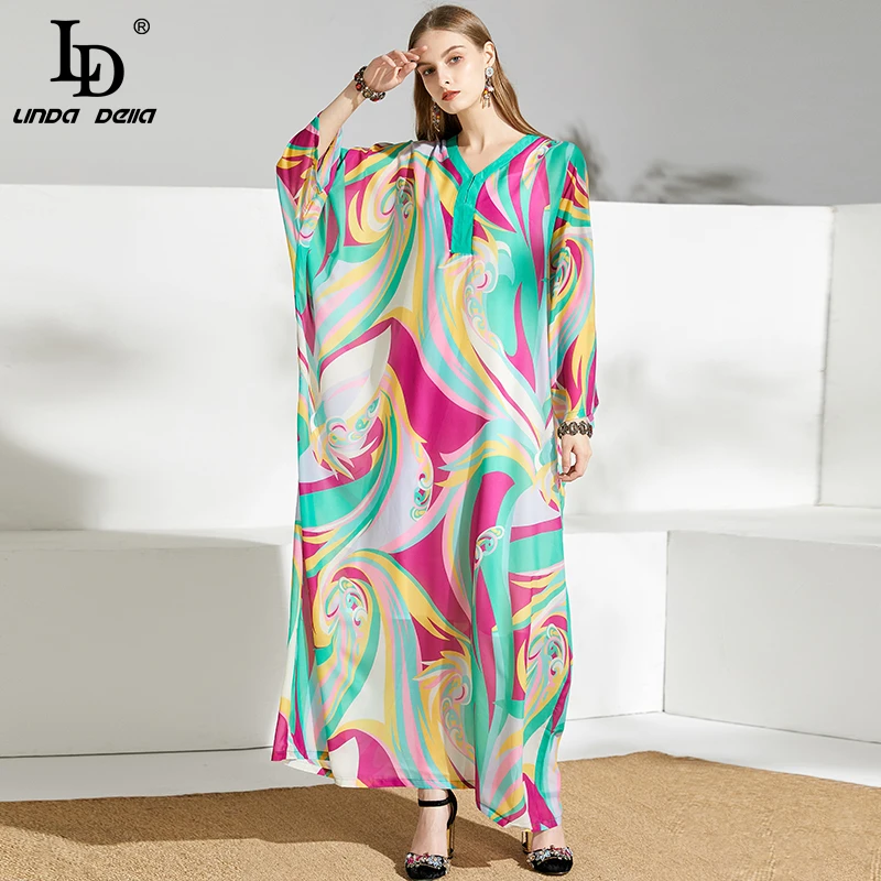 Женское свободное платье с геометрическим принтом LD LINDA DELLA 5XL размера плюс летнее