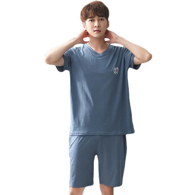 Men's Sleepwear Solid Color Cotton Short Sleeve Pajamas Sets For Casual Male Homewear Lounge Wear Night Suit Daily Home 2021
Men's Sleepwear Solid Color Cotton Short Sleeve Pajamas Sets For Casual Male Homewear Lounge Wear Night Suit Daily Home 2021