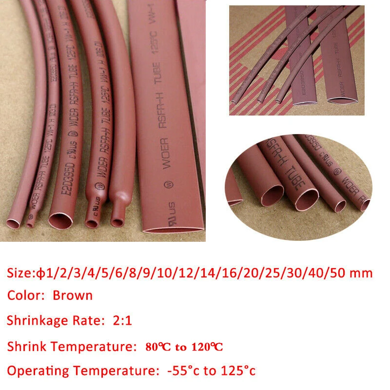 1/5/10/20/50Meter Brown 2:1 φ1mm - φ50mm Heat Shrink Tube Environmental Protection Insulation Sleeving
1/5/10/20/50Meter Brown 2:1 φ1mm - φ50mm Heat Shrink Tube Environmental Protection Insulation Sleeving