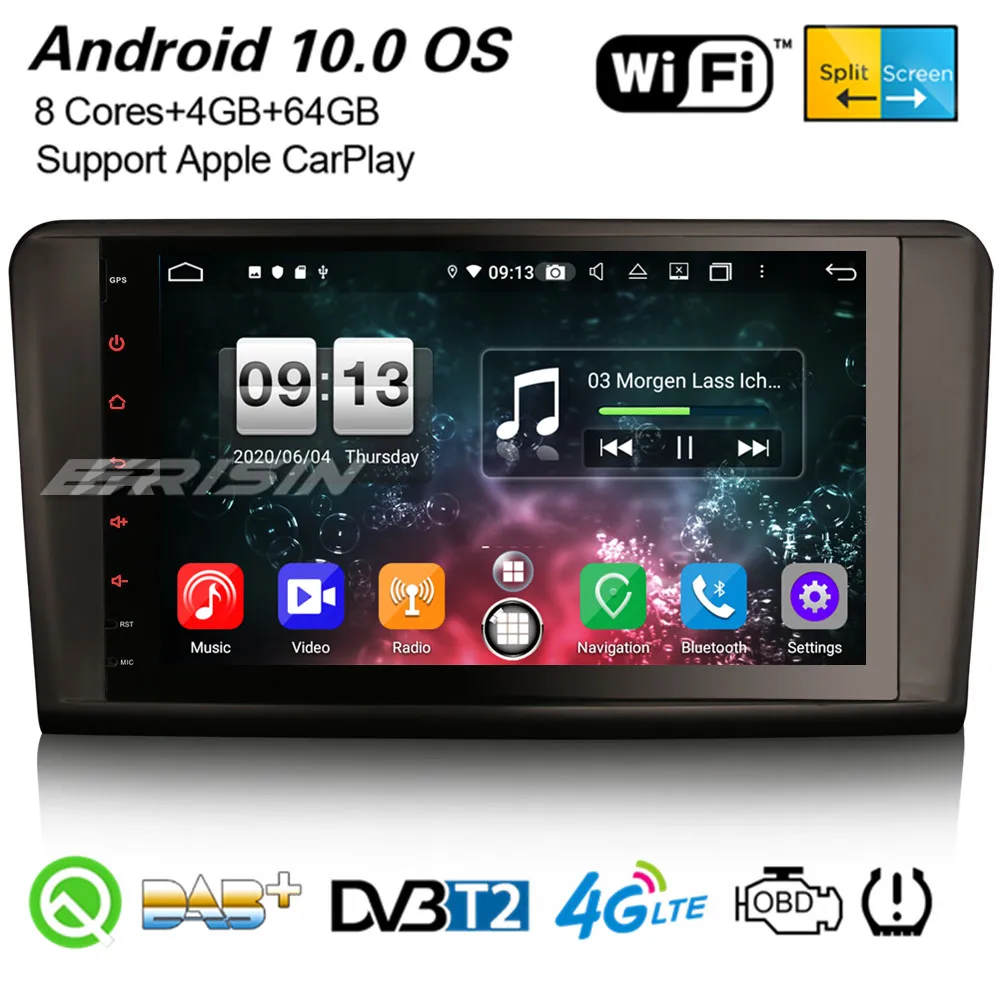 Erisin 8794 9 "8 ядерный DAB + Carplaly Android 10 0 GPS автомобильный стерео DSP Bluetooth WiFi DVR Navi для