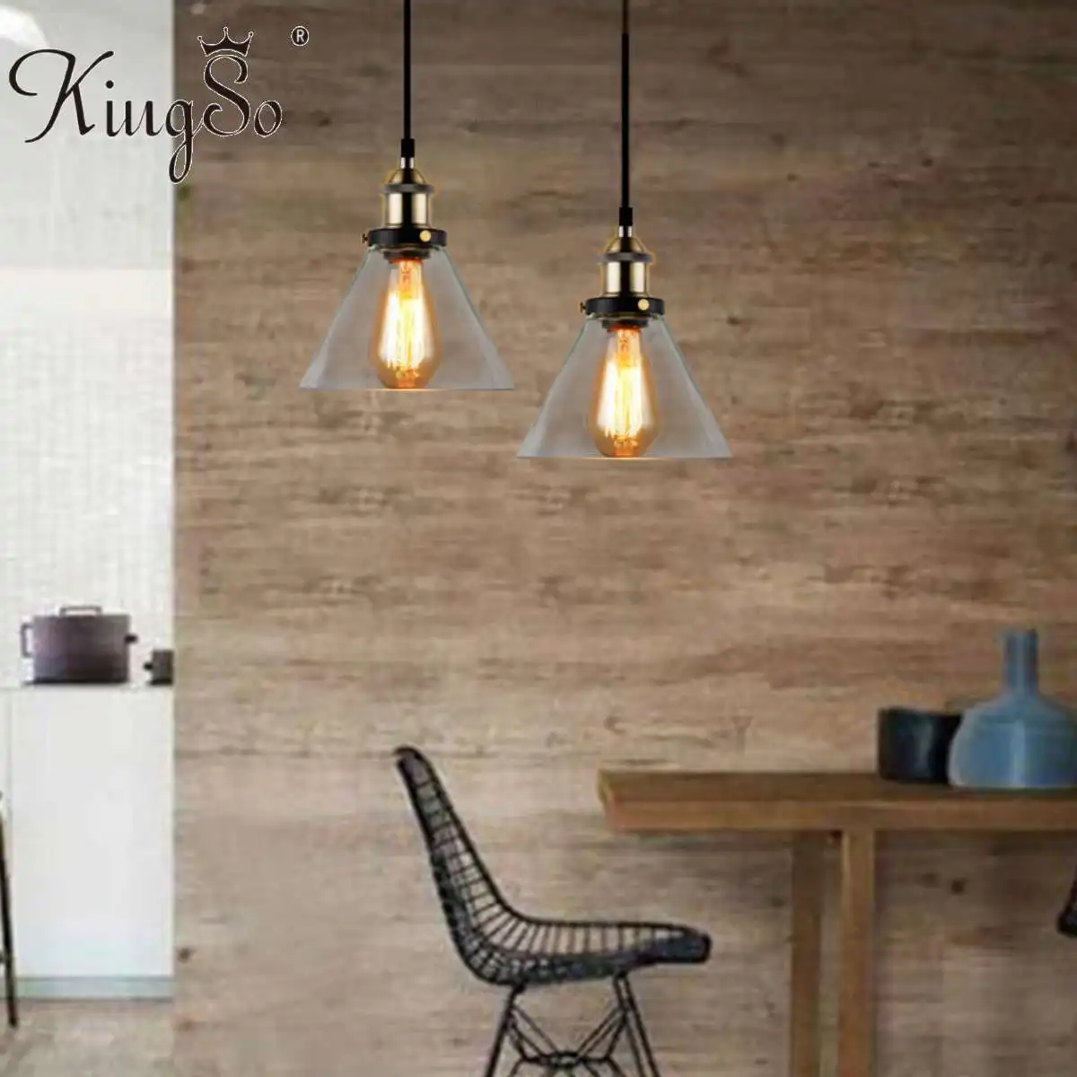 KingSo Vintage Ceiling Pendant Light Funnel-like Glass Lampshade Hanging Lamp for Home Kitchen Lighting Fixture 110V/220V
KingSo Vintage Ceiling Pendant Light Funnel-like Glass Lampshade Hanging Lamp for Home Kitchen Lighting Fixture 110V/220V