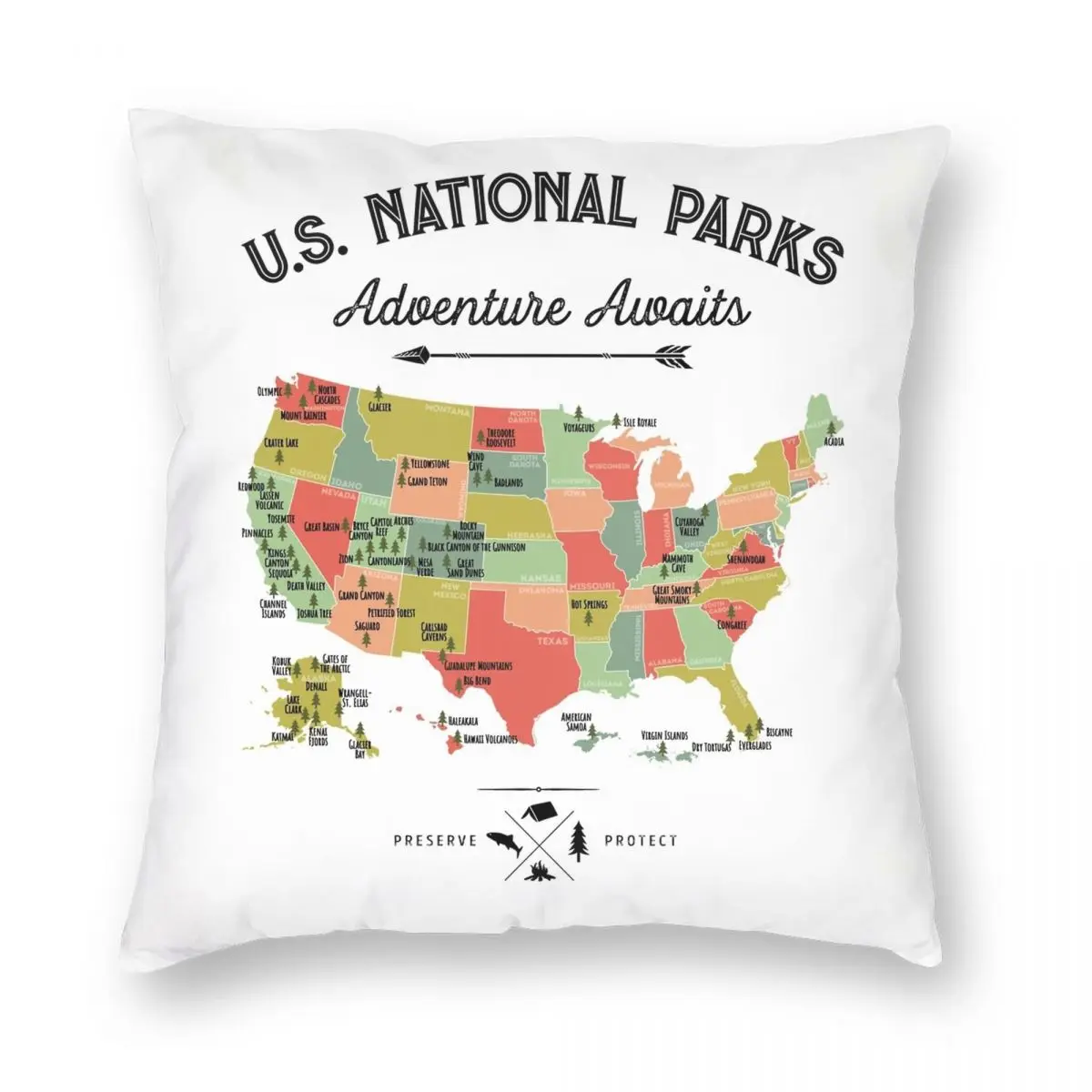 National Park Map Vintage Square Pillowcase Polyester Linen Velvet Pattern Zip Decor Throw Pillow Case Bed Cushion Cover
National Park Map Vintage Square Pillowcase Polyester Linen Velvet Pattern Zip Decor Throw Pillow Case Bed Cushion Cover
