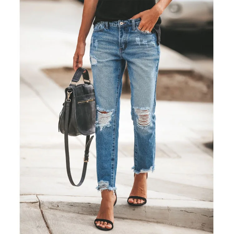 Women's No Bullet Slim Hole Washed Jeans Female Straight All Match High Waist Femme Long Denim Pants For Women
Women's No Bullet Slim Hole Washed Jeans Female Straight All Match High Waist Femme Long Denim Pants For Women