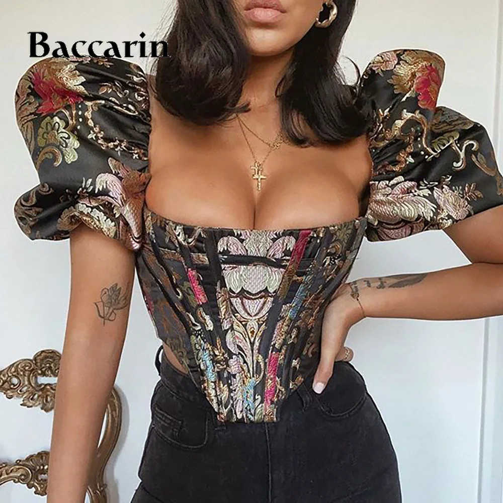 Vintage Flower Print Women Crop Top T Shirt Bodycon Sexy Puff Sleeve Elegant Backless Party 2020 Autumn Winter Clothes
Vintage Flower Print Women Crop Top T Shirt Bodycon Sexy Puff Sleeve Elegant Backless Party 2020 Autumn Winter Clothes