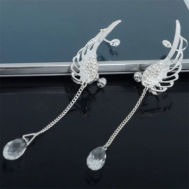2021New Silver Plated Angel Wing Stylist Crystal Earrings Drop Dangle Ear Stud For Women Long Cuff Earring Bohemia Jewelrys
2021New Silver Plated Angel Wing Stylist Crystal Earrings Drop Dangle Ear Stud For Women Long Cuff Earring Bohemia Jewelrys