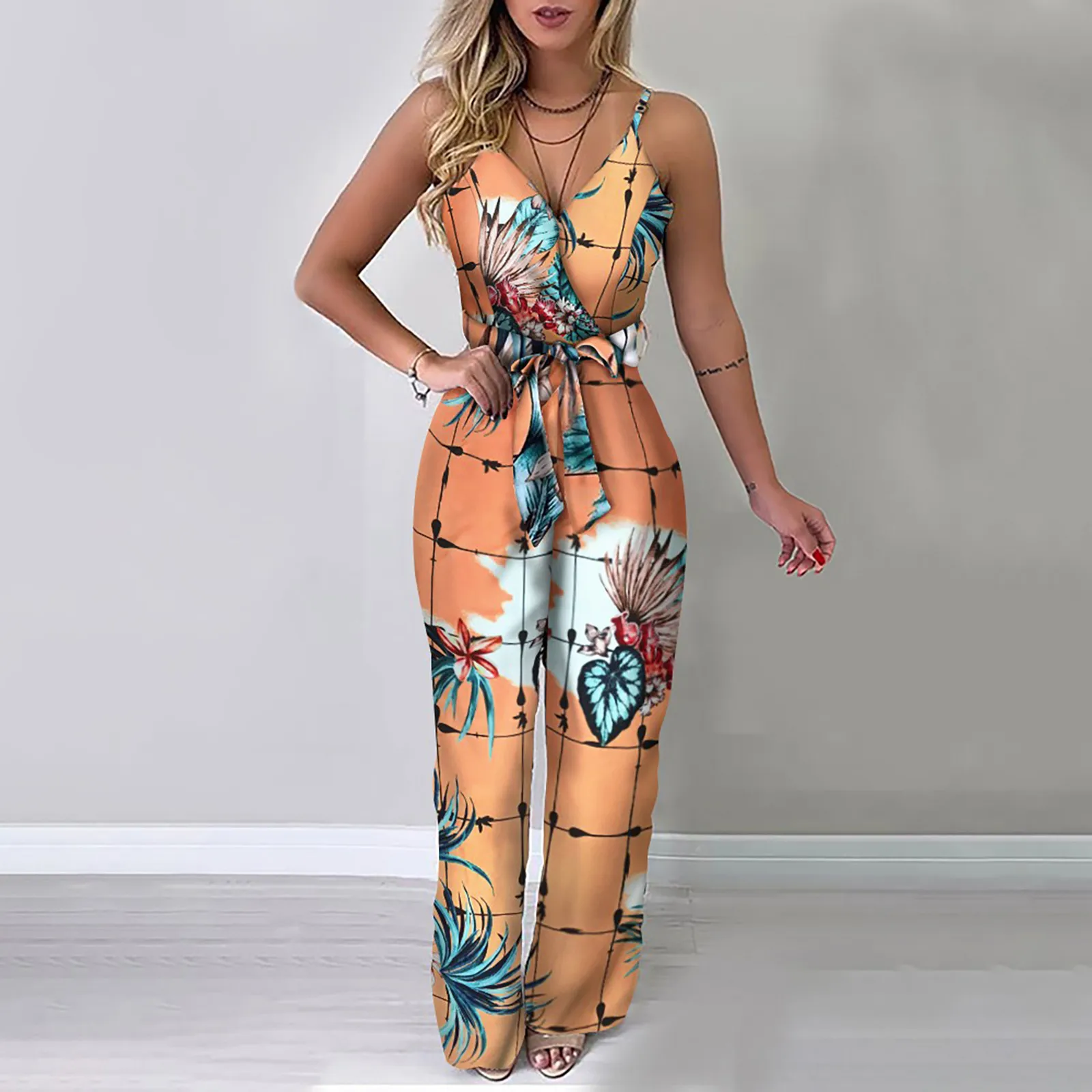 Женские сексуальные комбинезоны, модные брюки с широкими штанинами, комбинезон на бретельках без рукавов с цветочным принтом в горошек, Клу... 
Женские сексуальные комбинезоны, модные брюки с широкими штанинами, комбинезон на бретельках без рукавов с цветочным принтом в горошек, Клу...