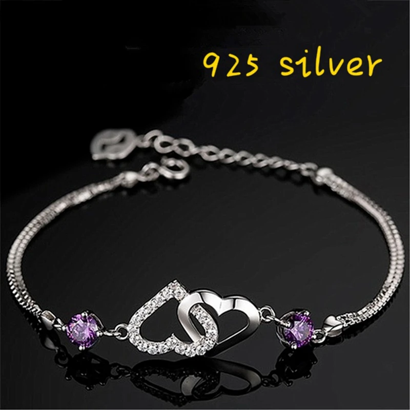Women's Natural Amethyst Heart Bracelet Fashion Micro Inlaid Hollow Heart Shaped Zircon Bracelet Anniversary Jewelry Gift
Women's Natural Amethyst Heart Bracelet Fashion Micro Inlaid Hollow Heart Shaped Zircon Bracelet Anniversary Jewelry Gift