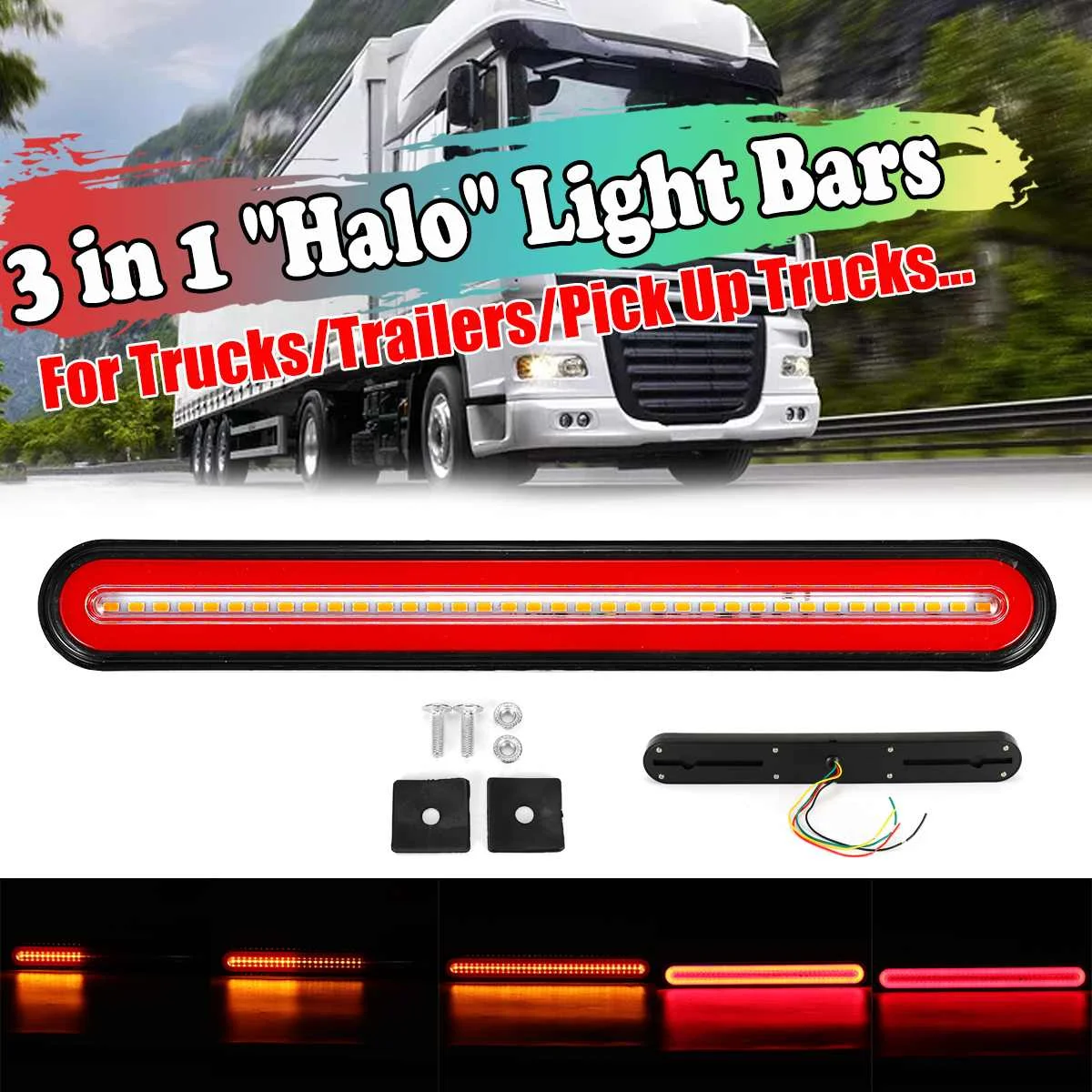 24V 13" Tail Brake Light 3 in 1 Neon Halo Ring Stop Rear Lamp for Truck Trailers Universal Running Flowing Turn Signal Lights
24V 13" Tail Brake Light 3 in 1 Neon Halo Ring Stop Rear Lamp for Truck Trailers Universal Running Flowing Turn Signal Lights