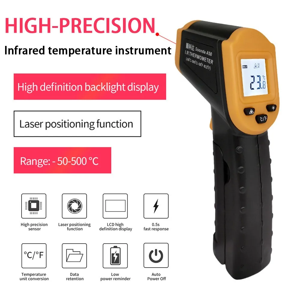 Infrared Thermometer Non-contact Digital Infrared Temperature Test Measurement & Inspection Temperature Measurement Tools
Infrared Thermometer Non-contact Digital Infrared Temperature Test Measurement & Inspection Temperature Measurement Tools
