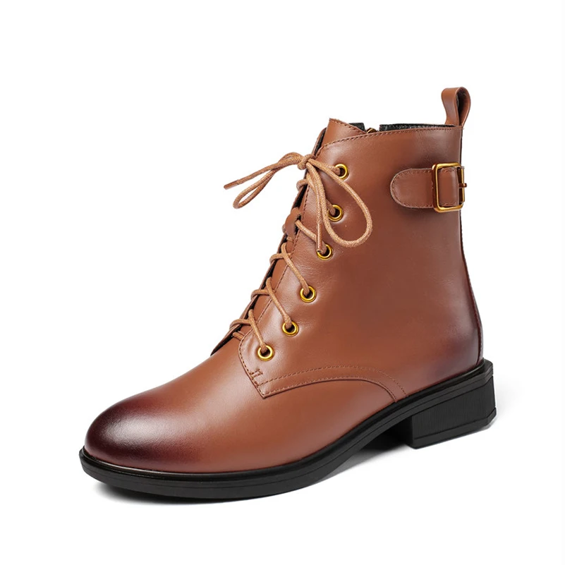 ANNYMOLI Real Leather Ankle Boots Med Heel Woman Boots Buckle Lace Up Short Boots Zip Thick Heel Ladies Shoes Fur Winter Size 41
ANNYMOLI Real Leather Ankle Boots Med Heel Woman Boots Buckle Lace Up Short Boots Zip Thick Heel Ladies Shoes Fur Winter Size 41