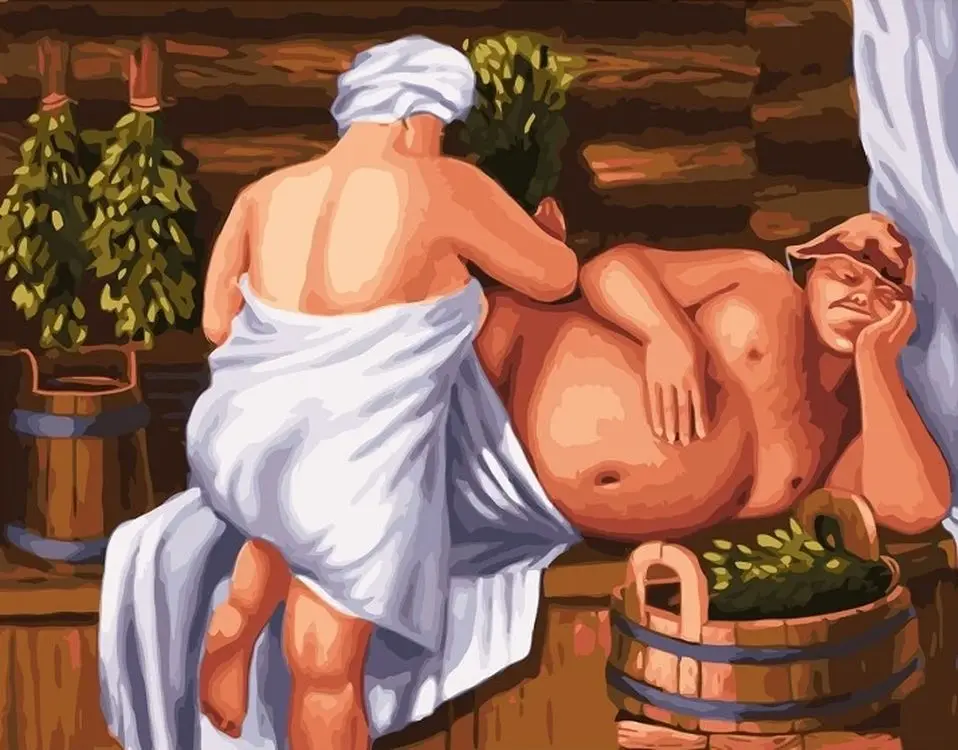 Секс с толстой бабой в сауне