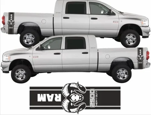 Для Dodge Ram 2500 сверхмощные боковые полосы наклейки виниловые окна
