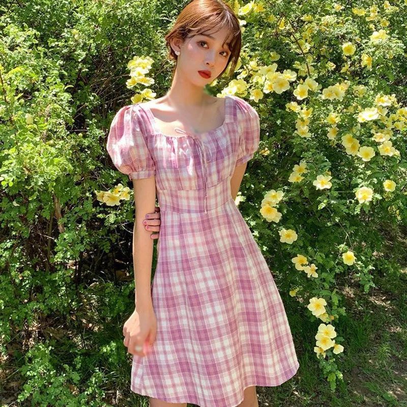 Sweet Fairy Forest Dress Korean Fashion Plaid Short Sleeve Dresses Women's Dress
Sweet Fairy Forest Dress Korean Fashion Plaid Short Sleeve Dresses Women's Dress