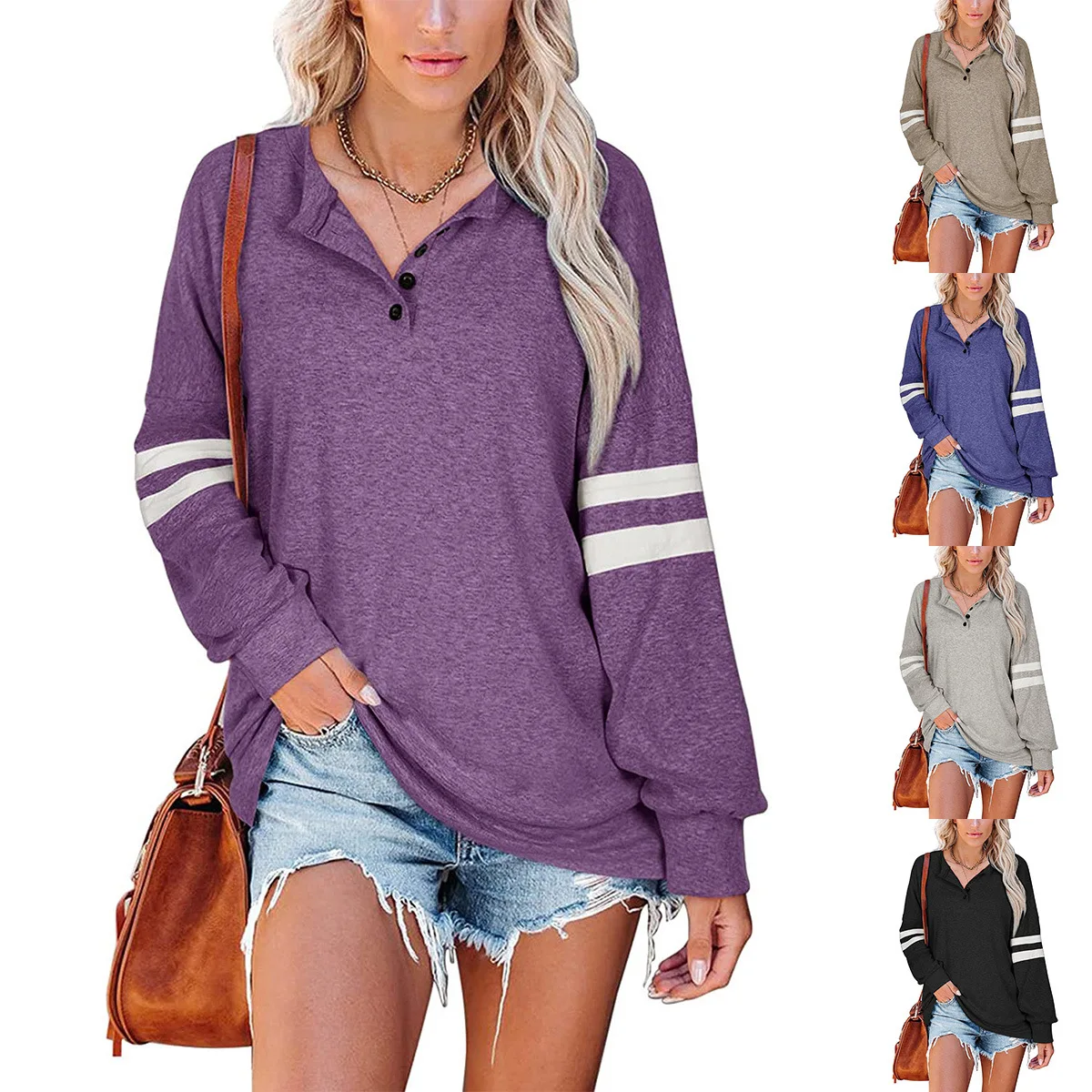 Autumn Vintage Button Striped Patchwork Pullover Tops Women Casual V Neck Loose T-shirt Fashion Y2K Oversize Female Tee T-shirts
Autumn Vintage Button Striped Patchwork Pullover Tops Women Casual V Neck Loose T-shirt Fashion Y2K Oversize Female Tee T-shirts