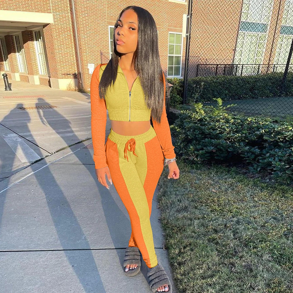 Casual Tracksuit 2 Piece Set Women Autumn Popular Color Block Full Sleeve Crop Top and Harajuku Fitness Legging Streetwear Suit
Casual Tracksuit 2 Piece Set Women Autumn Popular Color Block Full Sleeve Crop Top and Harajuku Fitness Legging Streetwear Suit