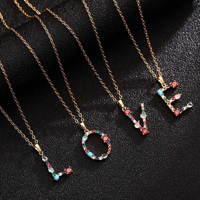 Fashion A-Z Initial Multicolor CZ Necklace Charm Gold Color Letter Necklace Name Jewelry For Women Gift
Fashion A-Z Initial Multicolor CZ Necklace Charm Gold Color Letter Necklace Name Jewelry For Women Gift