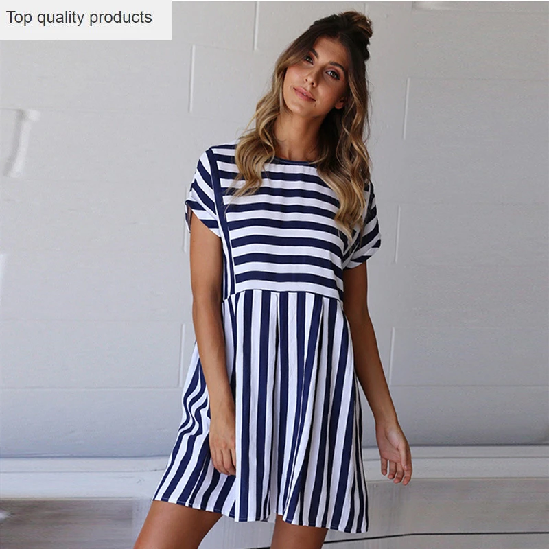 2020 New Female Summer Dress Fashion Casual Simple Temperament Stripe Large Size Loose O-Neck Short Sleeve Women Dresses CW643
2020 New Female Summer Dress Fashion Casual Simple Temperament Stripe Large Size Loose O-Neck Short Sleeve Women Dresses CW643
