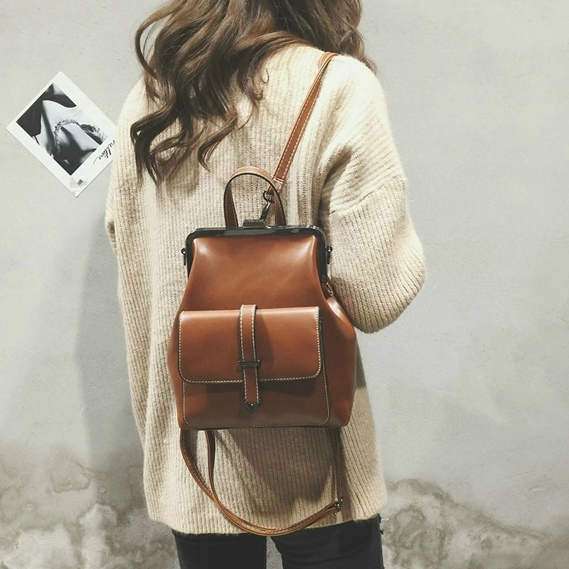 Women PU Leather Backpack Bags Large Capicaty College Student Book Bag For Teenager Ladies Designer Small Girl 2019 Summer Brown 
Women PU Leather Backpack Bags Large Capicaty College Student Book Bag For Teenager Ladies Designer Small Girl 2019 Summer Brown