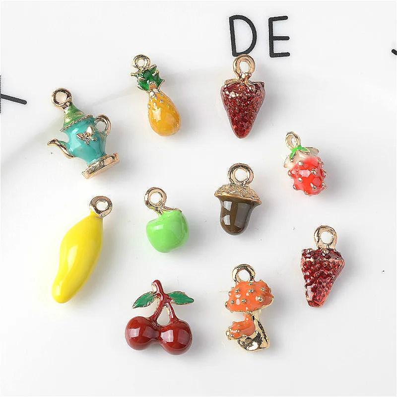 10pcs New Drip Oil Alloy Pendant, Fruit Series Earring Jewelry Accessories, Strawberry Pineapple DIY Earring Pendant Material
10pcs New Drip Oil Alloy Pendant, Fruit Series Earring Jewelry Accessories, Strawberry Pineapple DIY Earring Pendant Material
