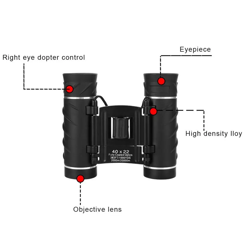 40x22 HD Powerful Binoculars 2000M Long Range Folding Mini Telescope For Hunting Sports Outdoor Camping Travel telescope
40x22 HD Powerful Binoculars 2000M Long Range Folding Mini Telescope For Hunting Sports Outdoor Camping Travel telescope