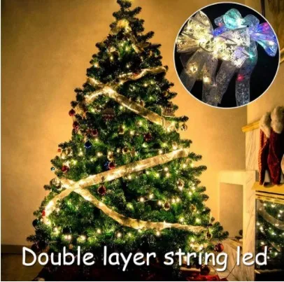 50 LED 5M Double Layer Fairy Lights Strings Christmas Ribbon Bows With LED Christmas Tree Ornaments New Year Navidad Home Decor
50 LED 5M Double Layer Fairy Lights Strings Christmas Ribbon Bows With LED Christmas Tree Ornaments New Year Navidad Home Decor