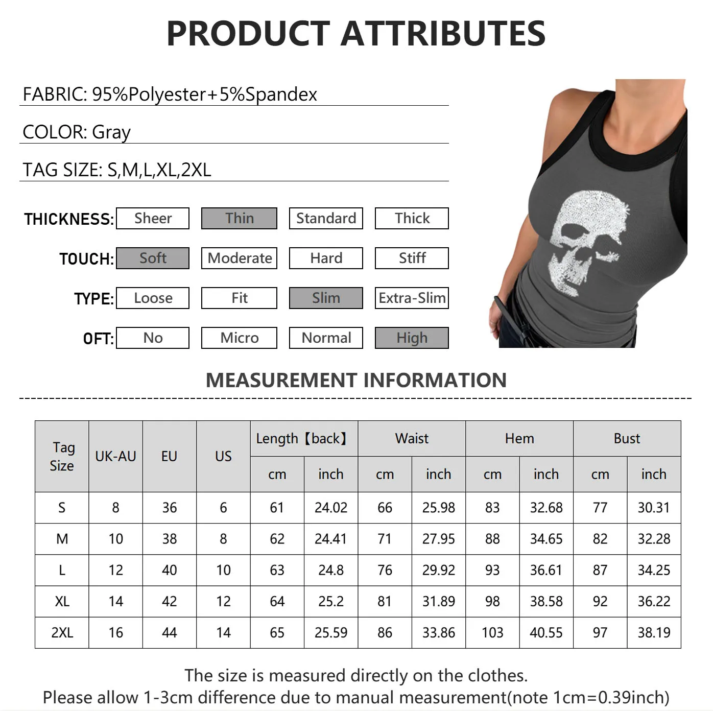Skull Printed Women Tank Tops Summer Sleeveless Basic Lady Cami Top Shirt Slim Knit Ribbed Racerback Blouses Gray Black Top D30 
Skull Printed Women Tank Tops Summer Sleeveless Basic Lady Cami Top Shirt Slim Knit Ribbed Racerback Blouses Gray Black Top D30