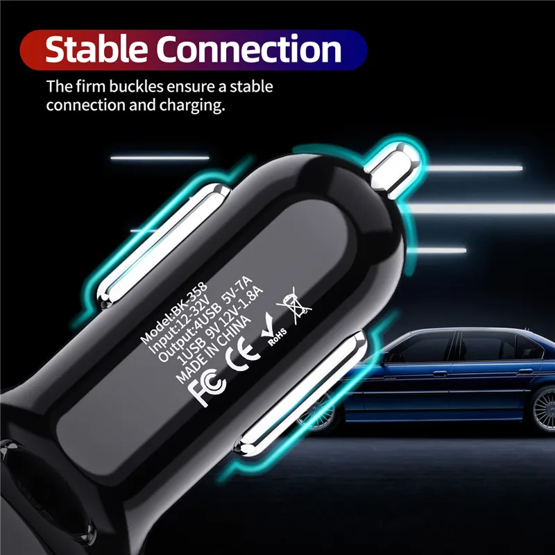 Car USB Charger 7A 48W 4 port Quick Charge 3.0 4.0 Universal Fast Charging For iphone 11 Pro Samsung a31 Car Cigarette Adapter
Car USB Charger 7A 48W 4 port Quick Charge 3.0 4.0 Universal Fast Charging For iphone 11 Pro Samsung a31 Car Cigarette Adapter