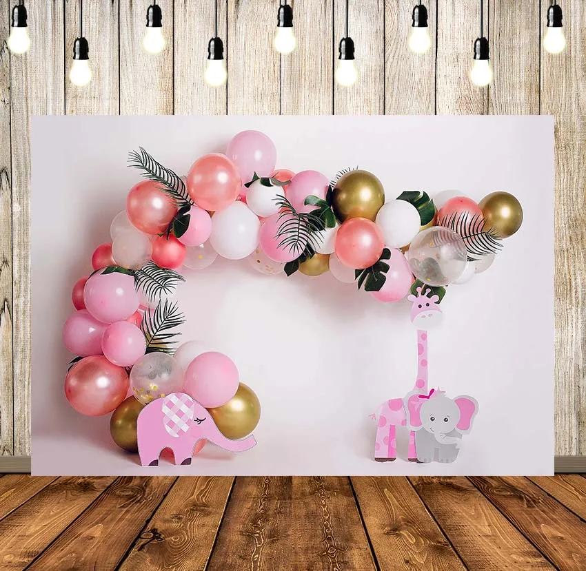Elephant Baby Shower Backdrop Pink Floral Ballons Girl Birthday Party Photography Background Balloon Table Decorations Banner
Elephant Baby Shower Backdrop Pink Floral Ballons Girl Birthday Party Photography Background Balloon Table Decorations Banner