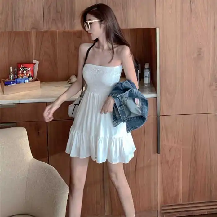 Strapless Dress Women's Summer New Sexy off-the-Shoulder Slim A- line Skirt Fashionable All-Match Slimming Elegant Dress
Strapless Dress Women's Summer New Sexy off-the-Shoulder Slim A- line Skirt Fashionable All-Match Slimming Elegant Dress