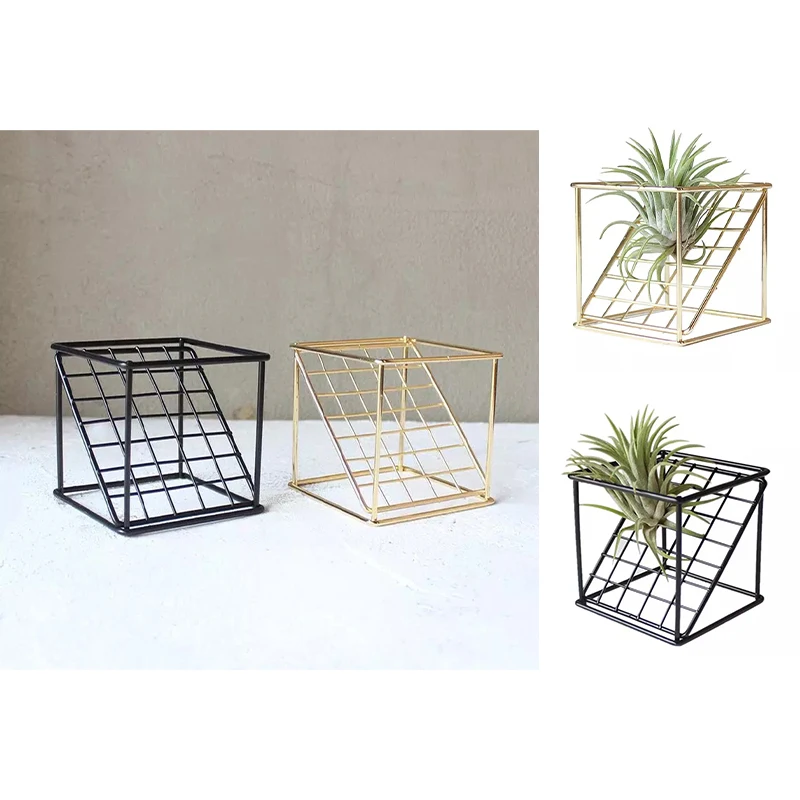 

Promotion! Wrought Iron Metal Flower Stand Slant Grid Air Pineapple Shelf Indoor Plant Desktop Balcony Decorative Flower Pot