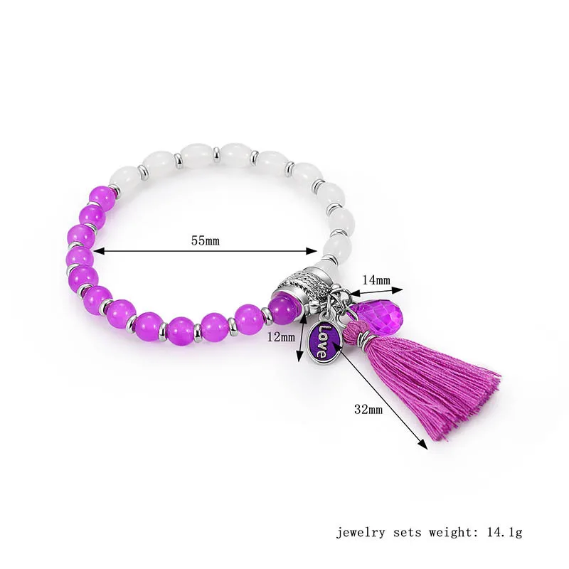 Tassel Pendant Natural Stone Love Purple Bead Bracelet Charm Round Chain Beads Bracelets for Women Friend Gift
Tassel Pendant Natural Stone Love Purple Bead Bracelet Charm Round Chain Beads Bracelets for Women Friend Gift