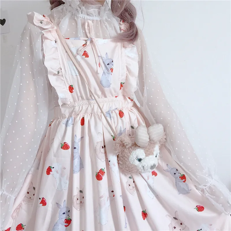 Women's Dresses Chic Lady Kawaii Ulzzang Strawberry Rabbit Cute Strap Dress Female Ins Vintage Harajuku Dress For Women Casual
Women's Dresses Chic Lady Kawaii Ulzzang Strawberry Rabbit Cute Strap Dress Female Ins Vintage Harajuku Dress For Women Casual