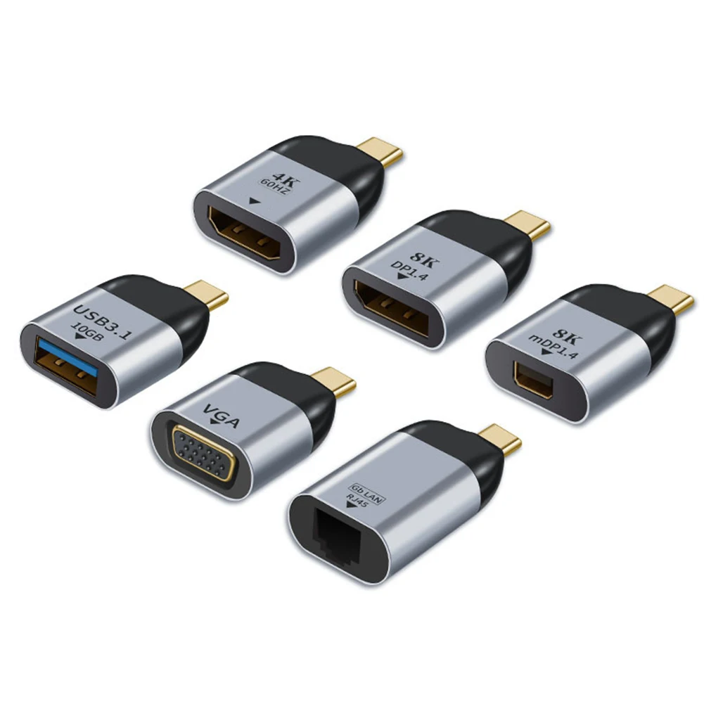 Переходник USB 8K Type-C на HDMI/VGA/DP/RJ45/Mini DP HD видеоконвертеры 4K VGA адаптер RJ45 Lan Ethernet 60 Гц