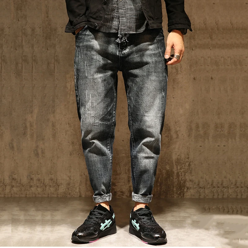 2018 Spring New Drawstring Black Gray Men's Jeans Loose Elastic Retro Large Size Fashion Heavyweight Harem Denim Full Trousers
2018 Spring New Drawstring Black Gray Men's Jeans Loose Elastic Retro Large Size Fashion Heavyweight Harem Denim Full Trousers